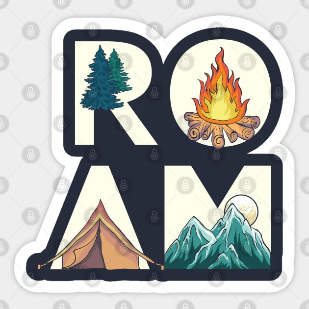 Funny Camping Adventure Roam Sticker by Bricke